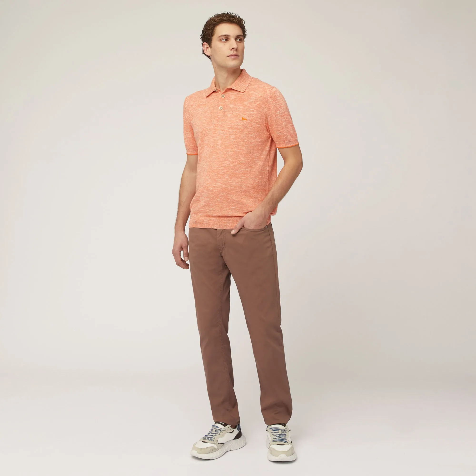Harmont & Blaine Tweed Cotton/Linen Polo - Orange