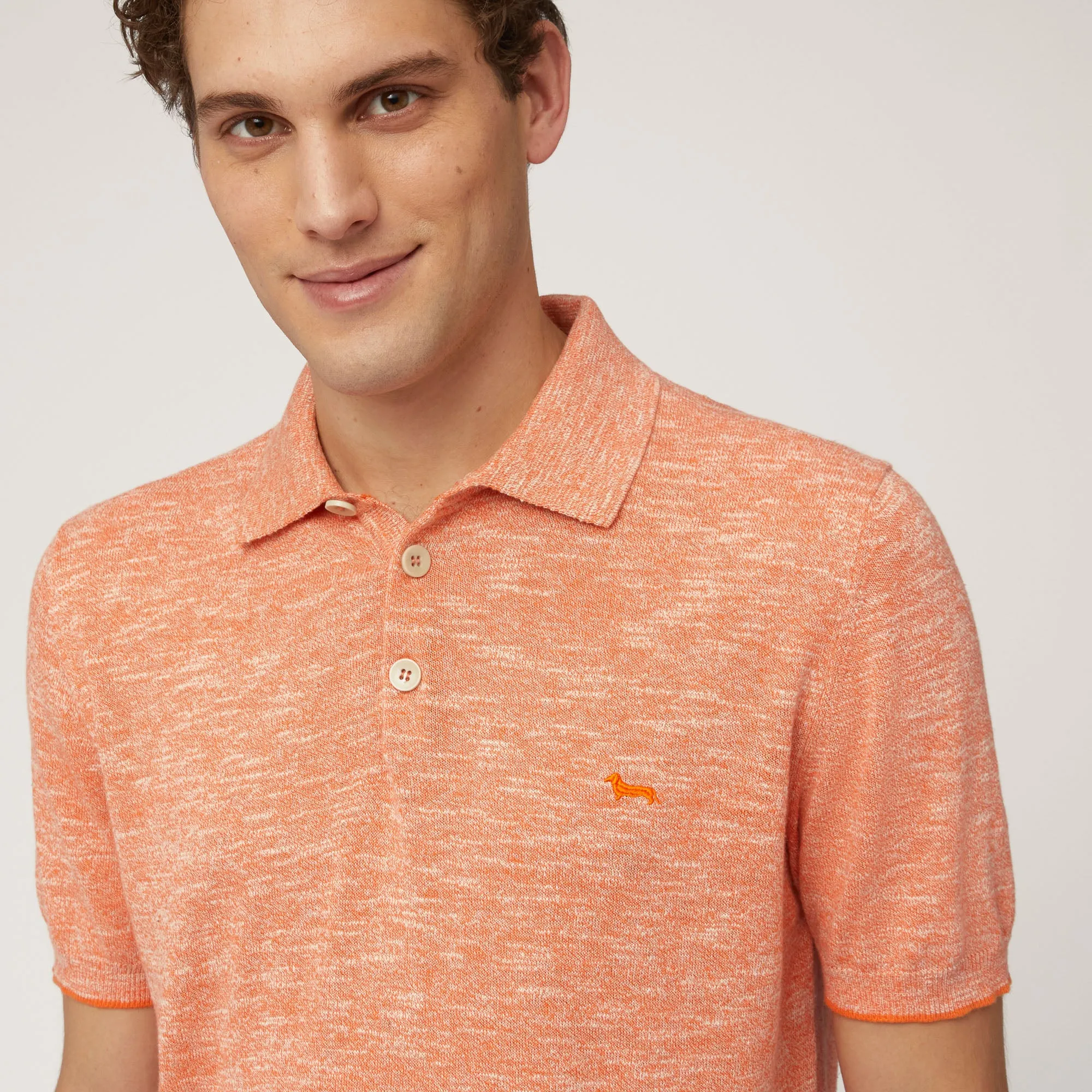 Harmont & Blaine Tweed Cotton/Linen Polo - Orange