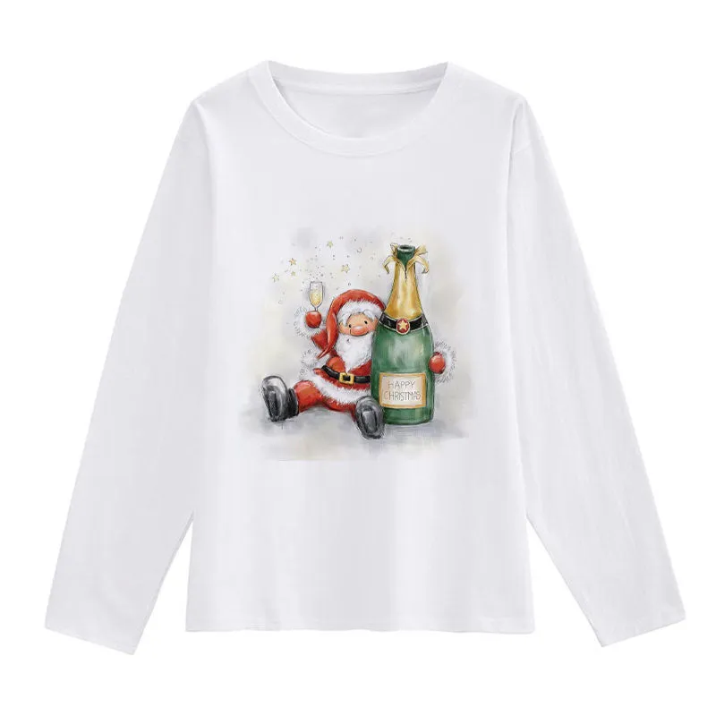 Hello Christmas Women White T-Shirt V