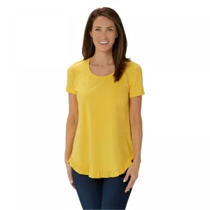 Isaac Mizrahi Live! Plus Scoop Neck Curved Ruffle Hem Knit Top