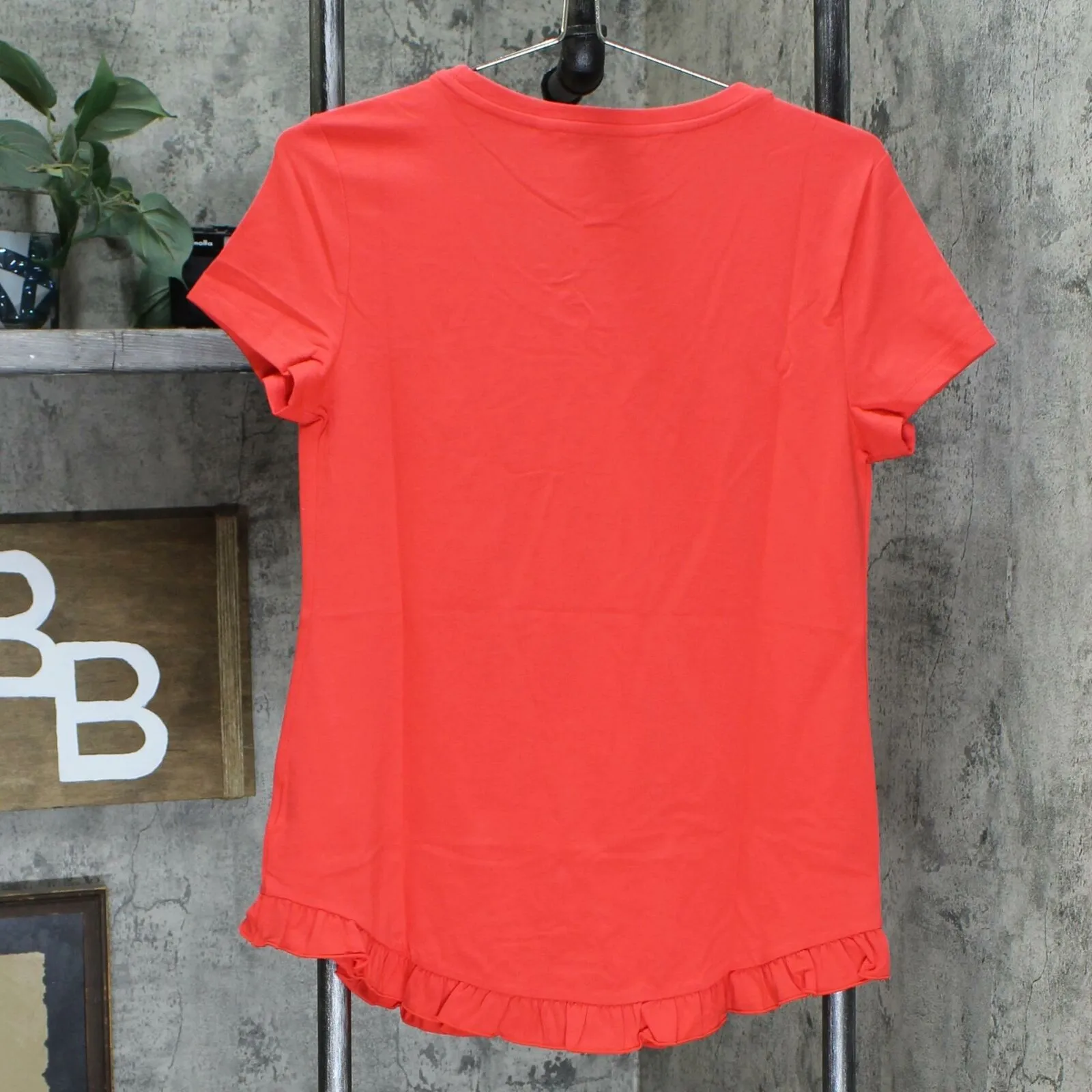 Isaac Mizrahi Live! Women's Scoop Neck Curved Ruffle Hem Knit Top Red XS