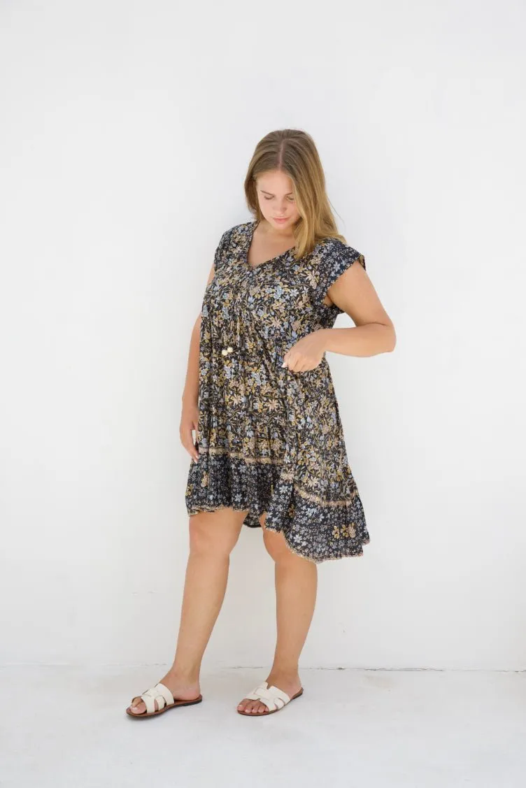 Isola Dress - Black Iris Print