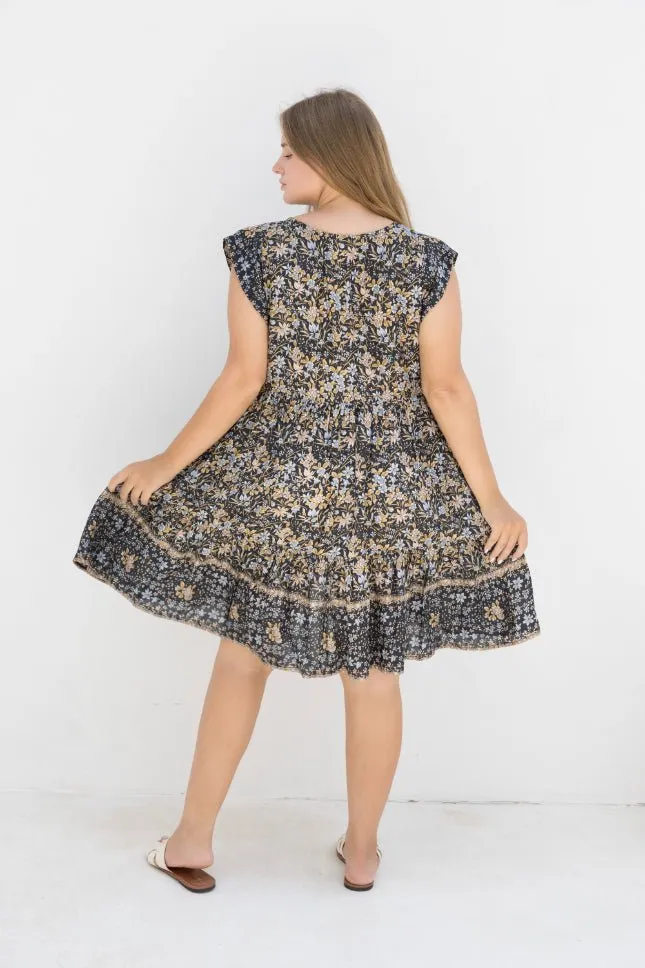 Isola Dress - Black Iris Print