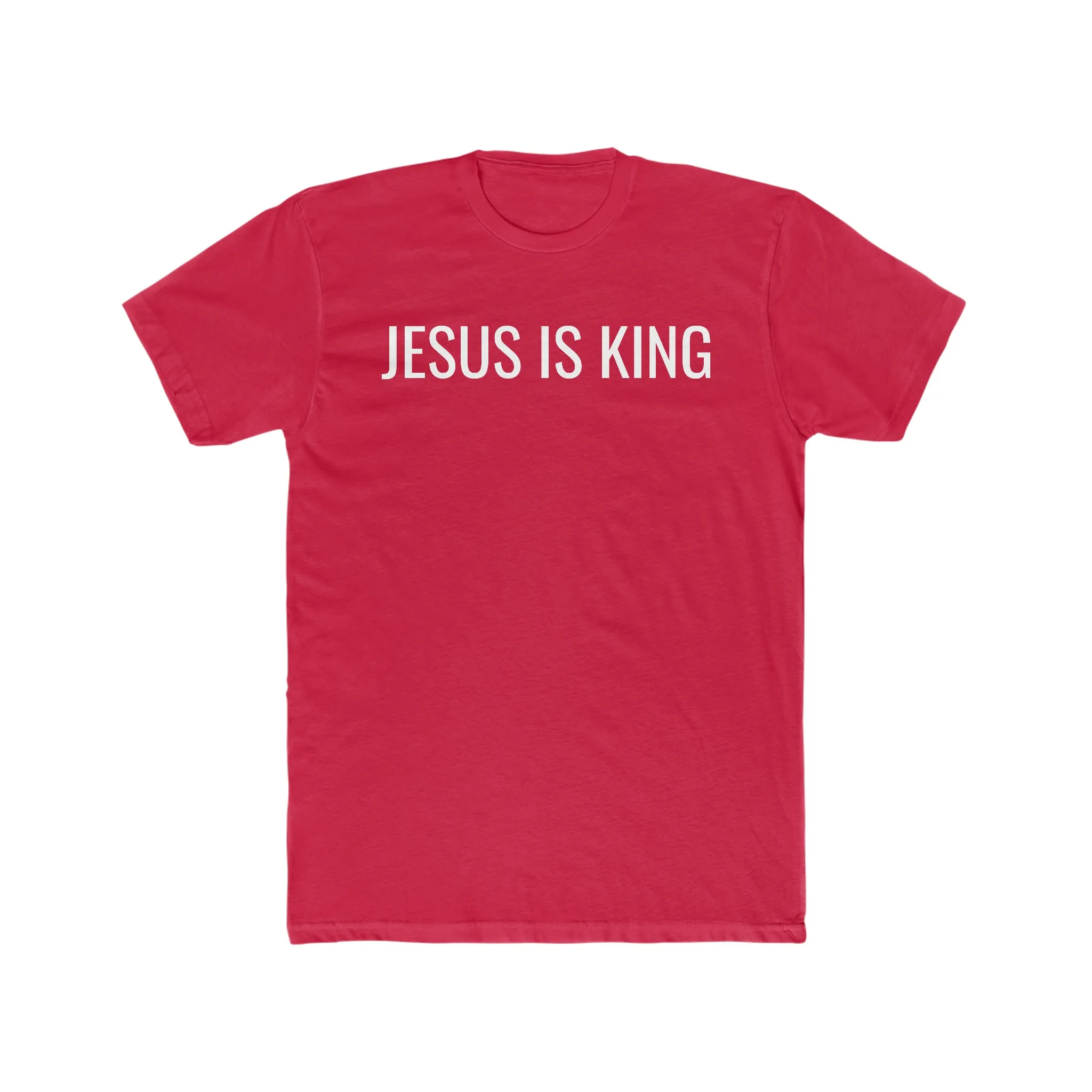Jesus is King Red religious Cotton Crew Tee