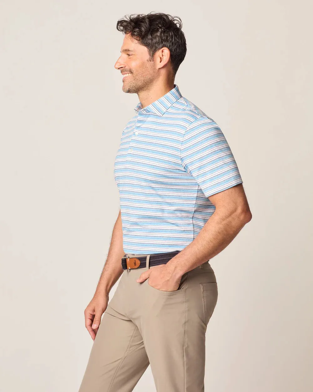 Johnnie-O Tyson Striped Jersey Performance Polo