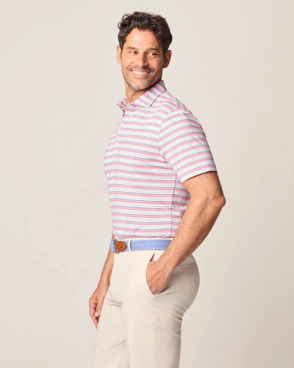 Johnnie-O Tyson Striped Jersey Performance Polo