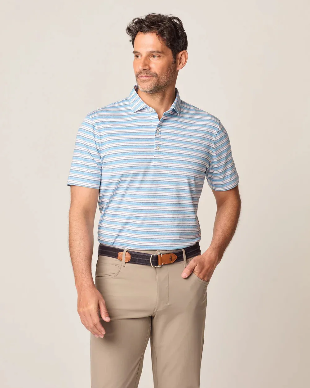 Johnnie-O Tyson Striped Jersey Performance Polo