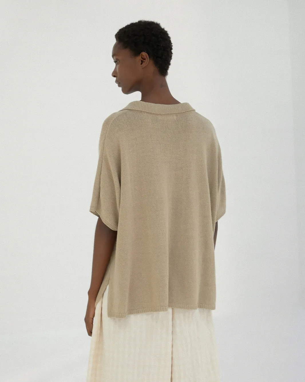 Knit Linen Polo, Smoked Green
