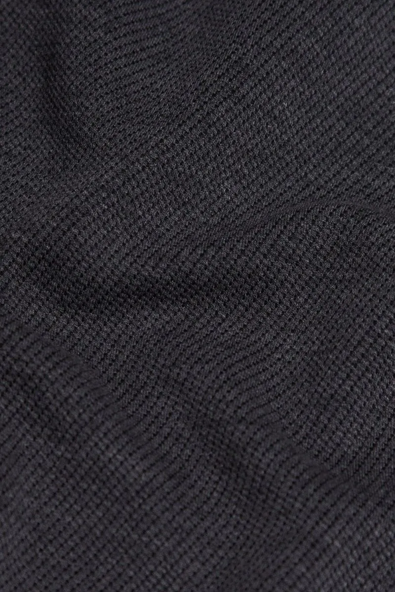 Knit Look Polo Shirt in Charcoal