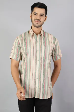 Linen Cotton Multicolored Stripe Shirt