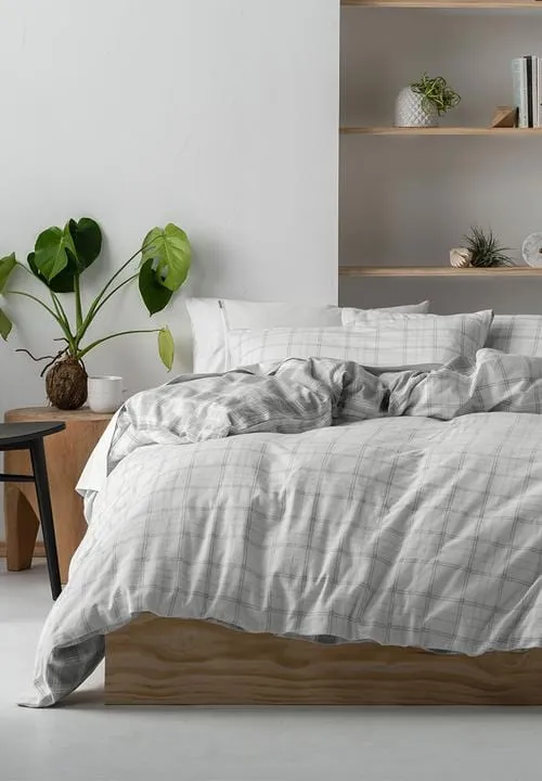 Linen House Grey Graham Flannelette Winter Duvet Cover Set
