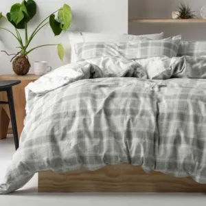 Linen House Grey Graham Flannelette Winter Duvet Cover Set
