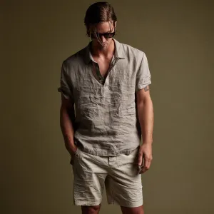 Linen Pullover Polo - Silt Pigment