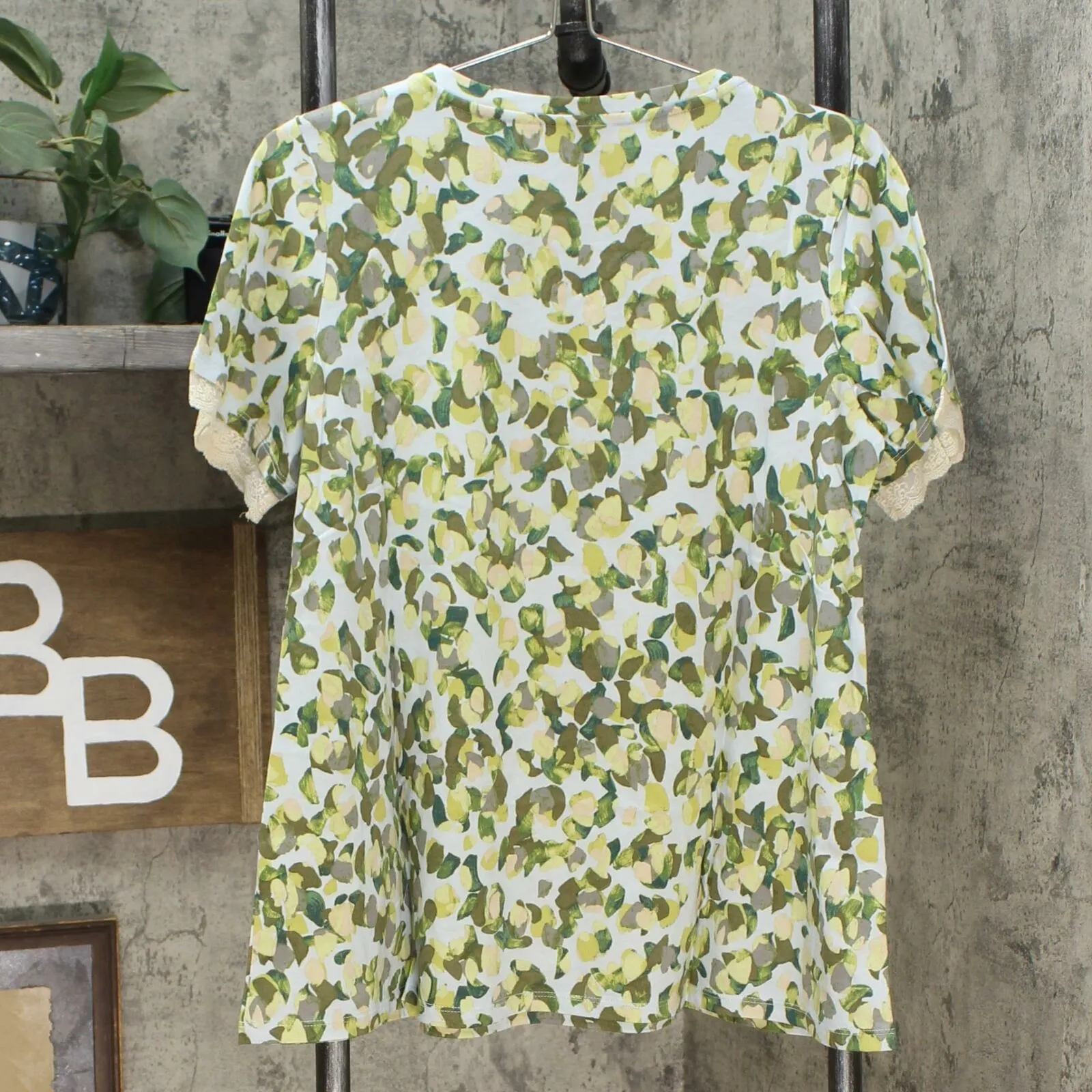 LOGO by Lori Goldstein Women's Printed Cotton Modal Knit Top with Sleeve Detail