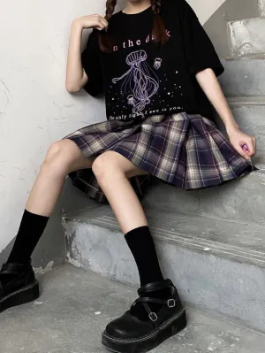 Lolita Corset For Women Jewel Neck Short Sleeves Black Polyester T-Shirt
