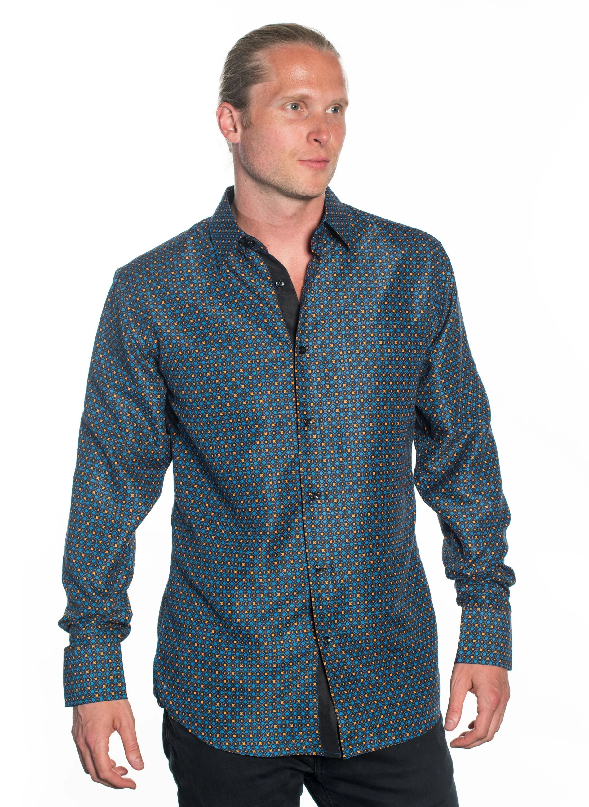 LSWG-400 MEN'S PRINTED LONG SLEEVE DRESS SHIRT