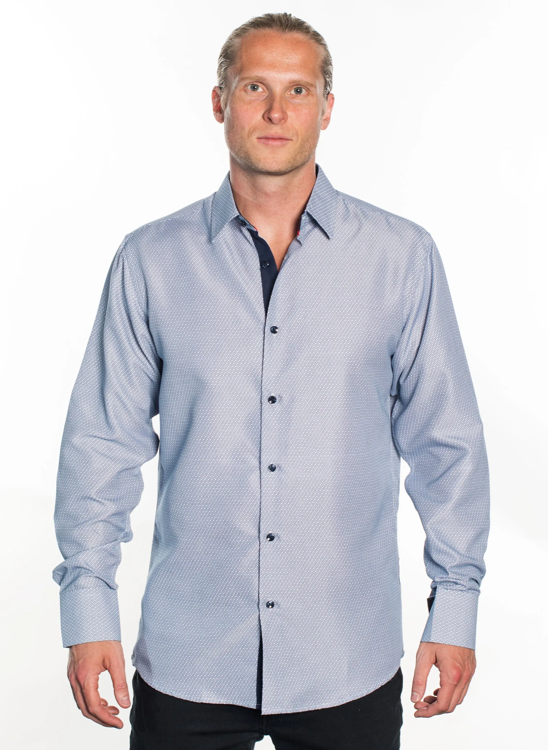 LSWG-405 MEN'S PRINTED LONG SLEEVE DRESS SHIRT