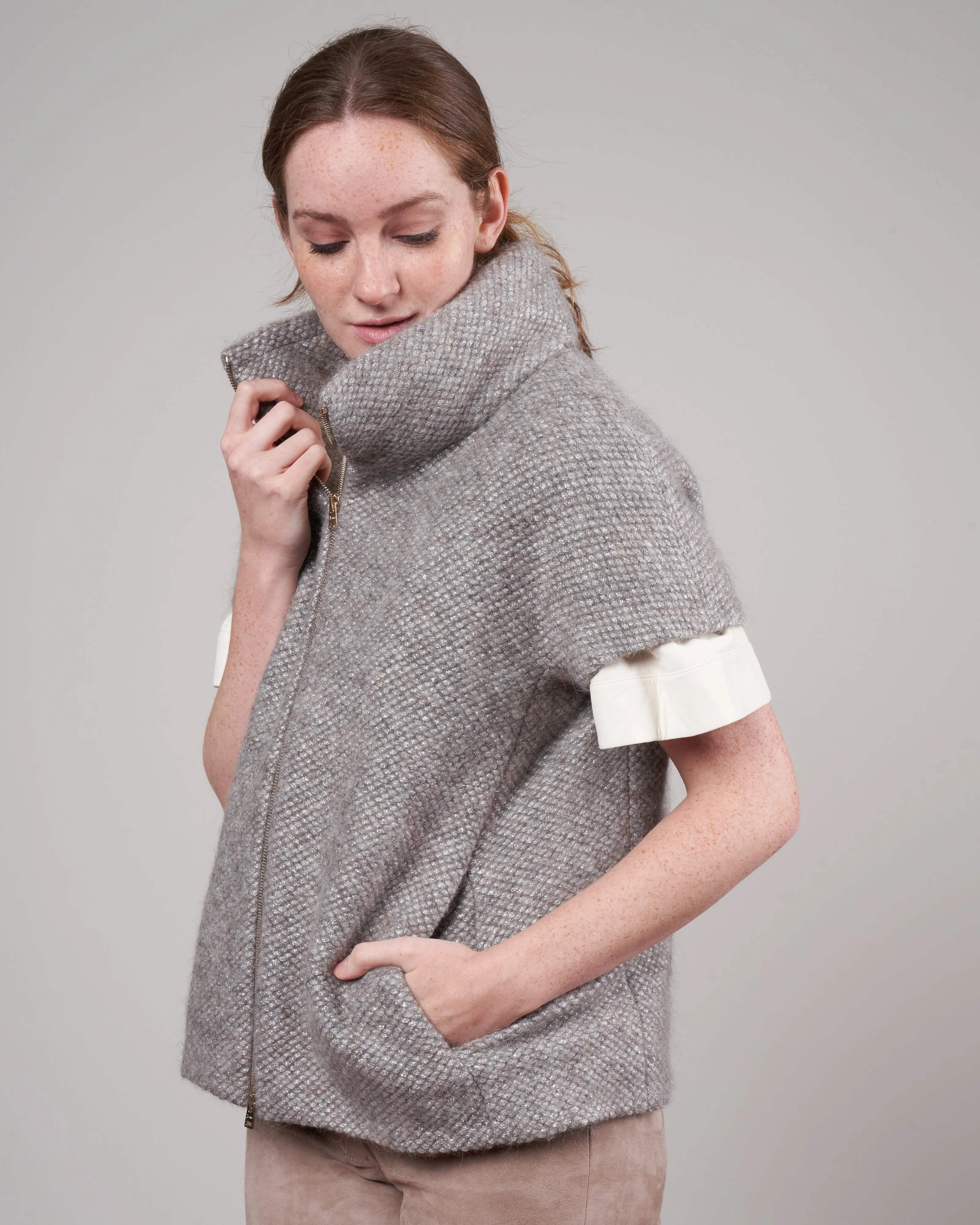 lurex animal friendly wool topper - grigio perla 9410