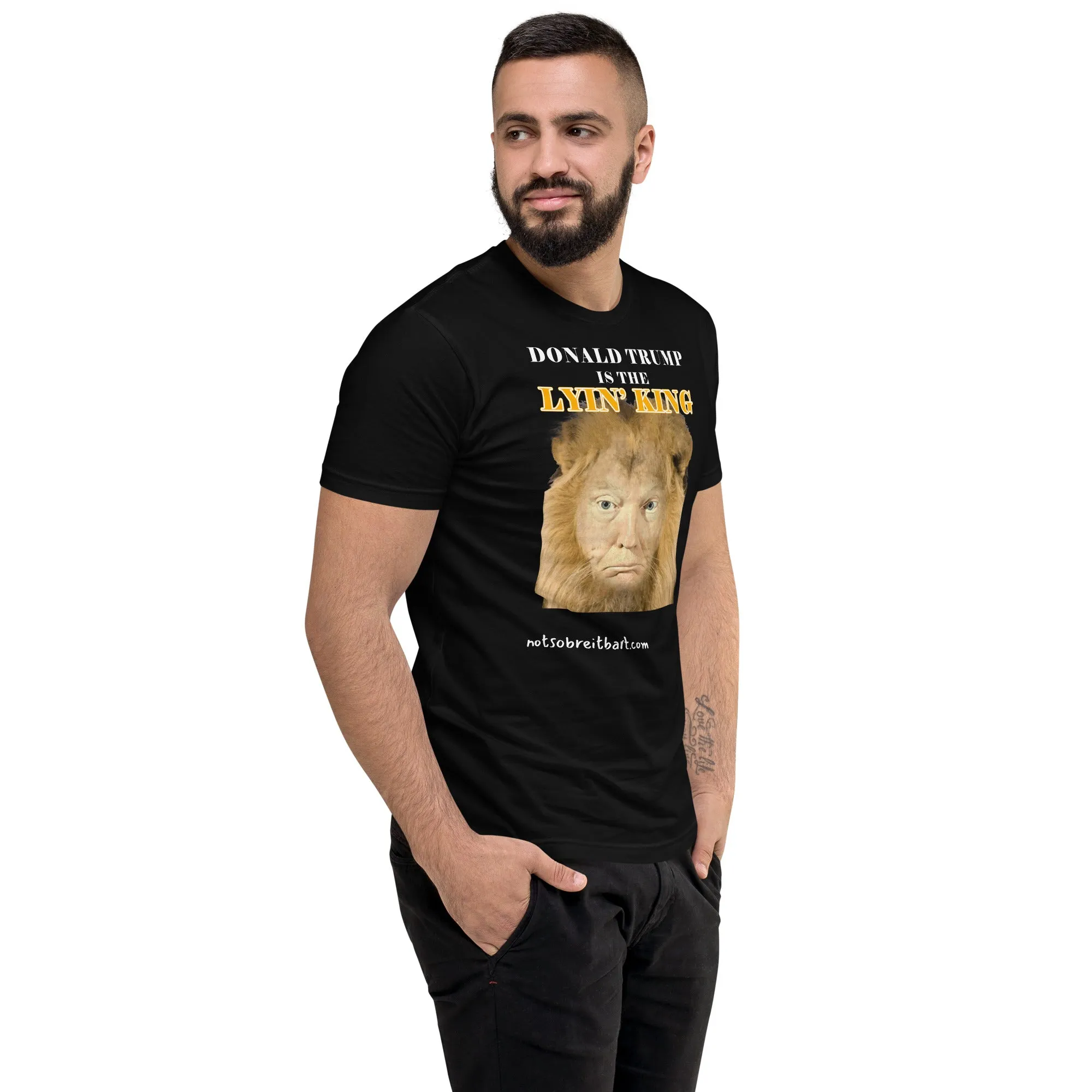 Lyin' King Men's Fitted Short Sleeve T-shirt. Special 2 sided edition