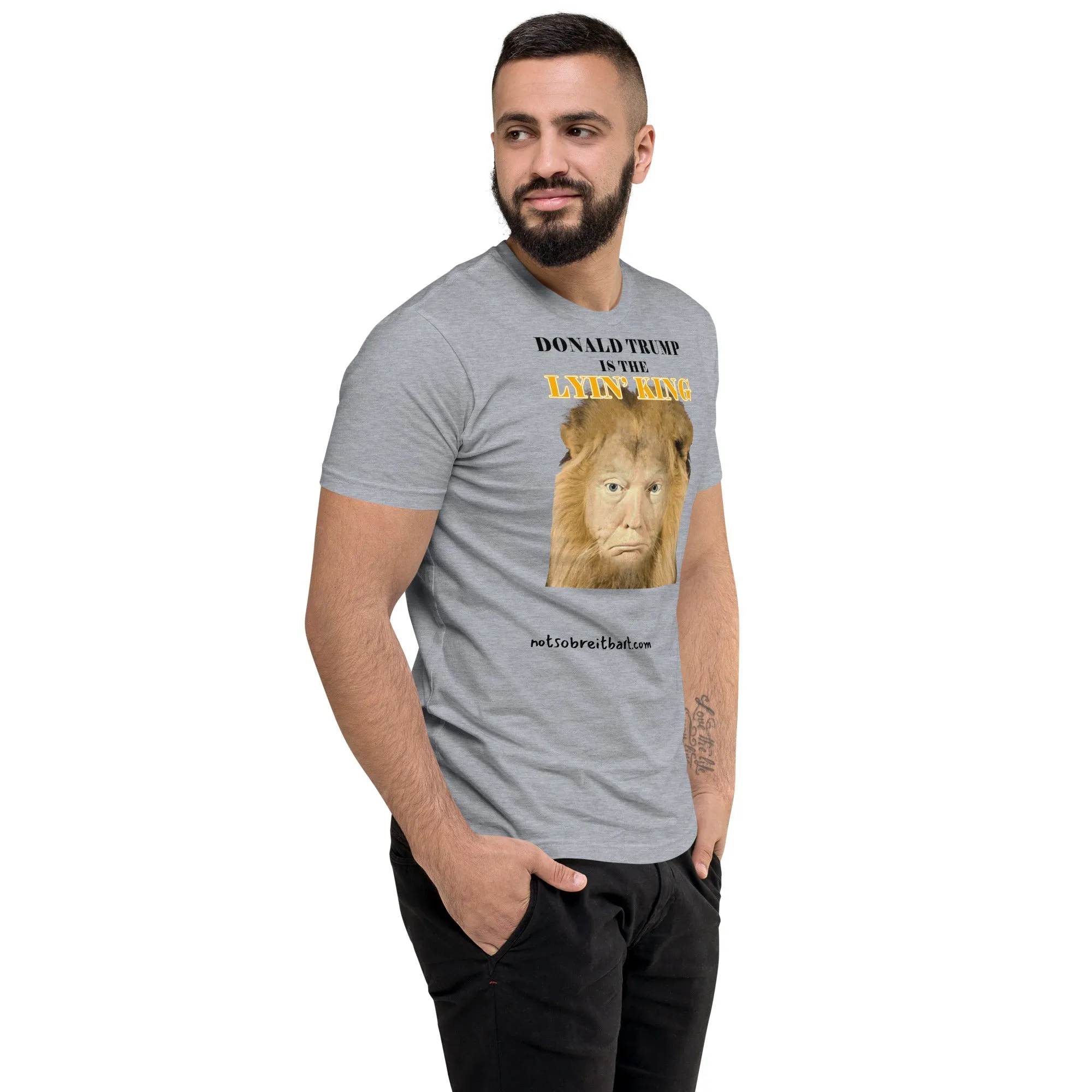 Lyin' King Men's Fitted Short Sleeve T-shirt. Special 2 sided edition