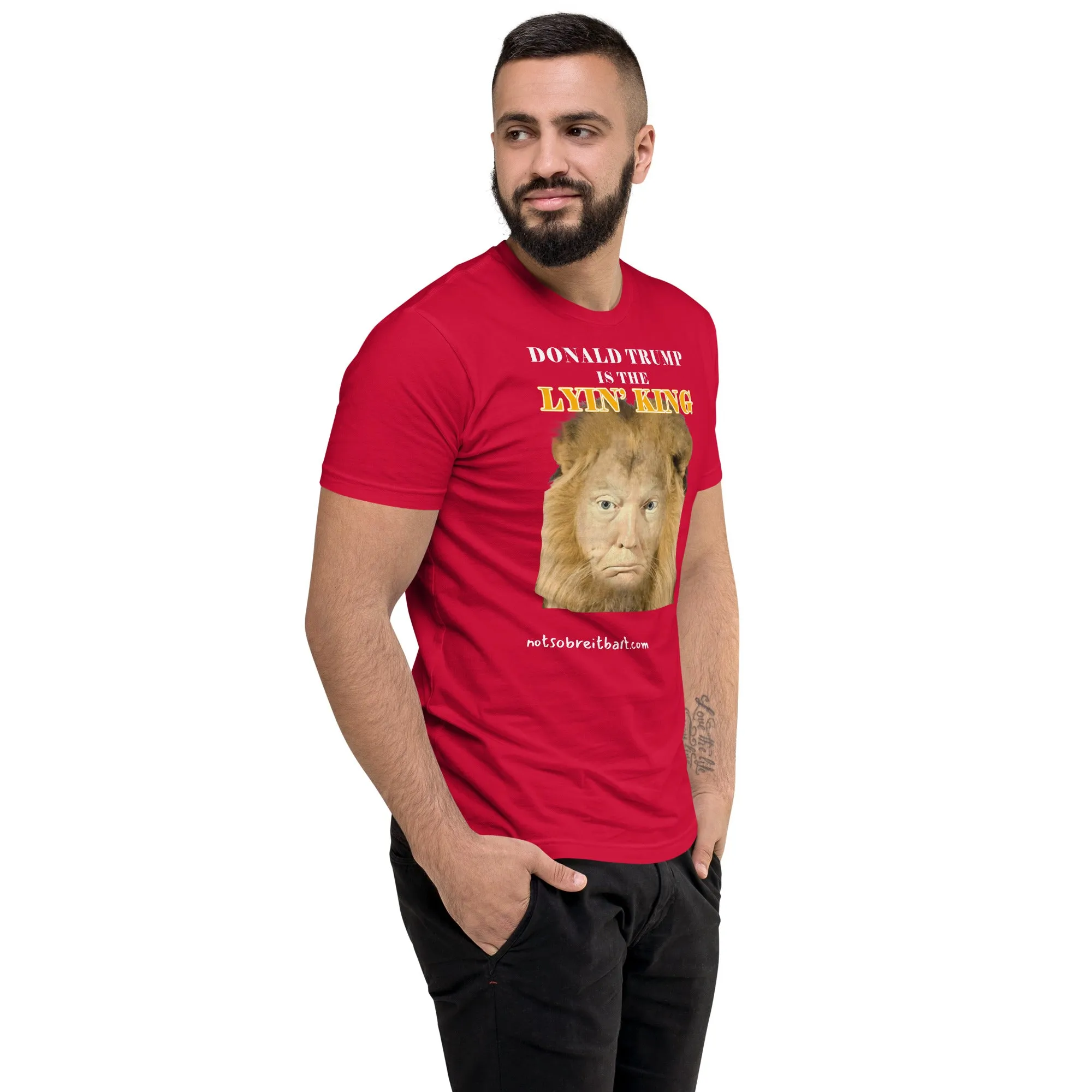 Lyin' King Men's Fitted Short Sleeve T-shirt. Special 2 sided edition