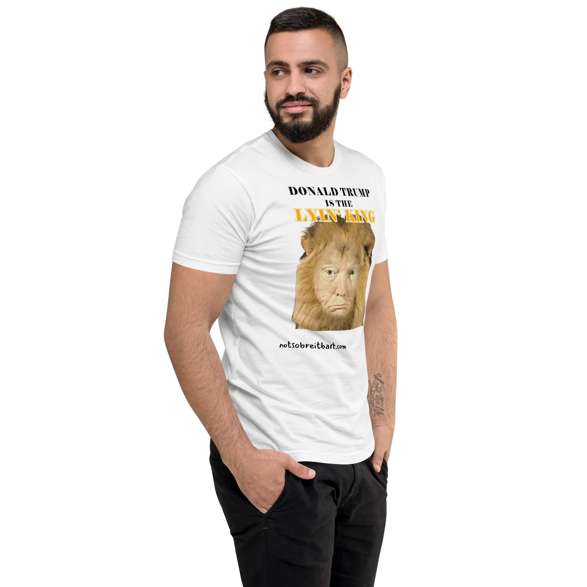 Lyin' King Men's Fitted Short Sleeve T-shirt. Special 2 sided edition