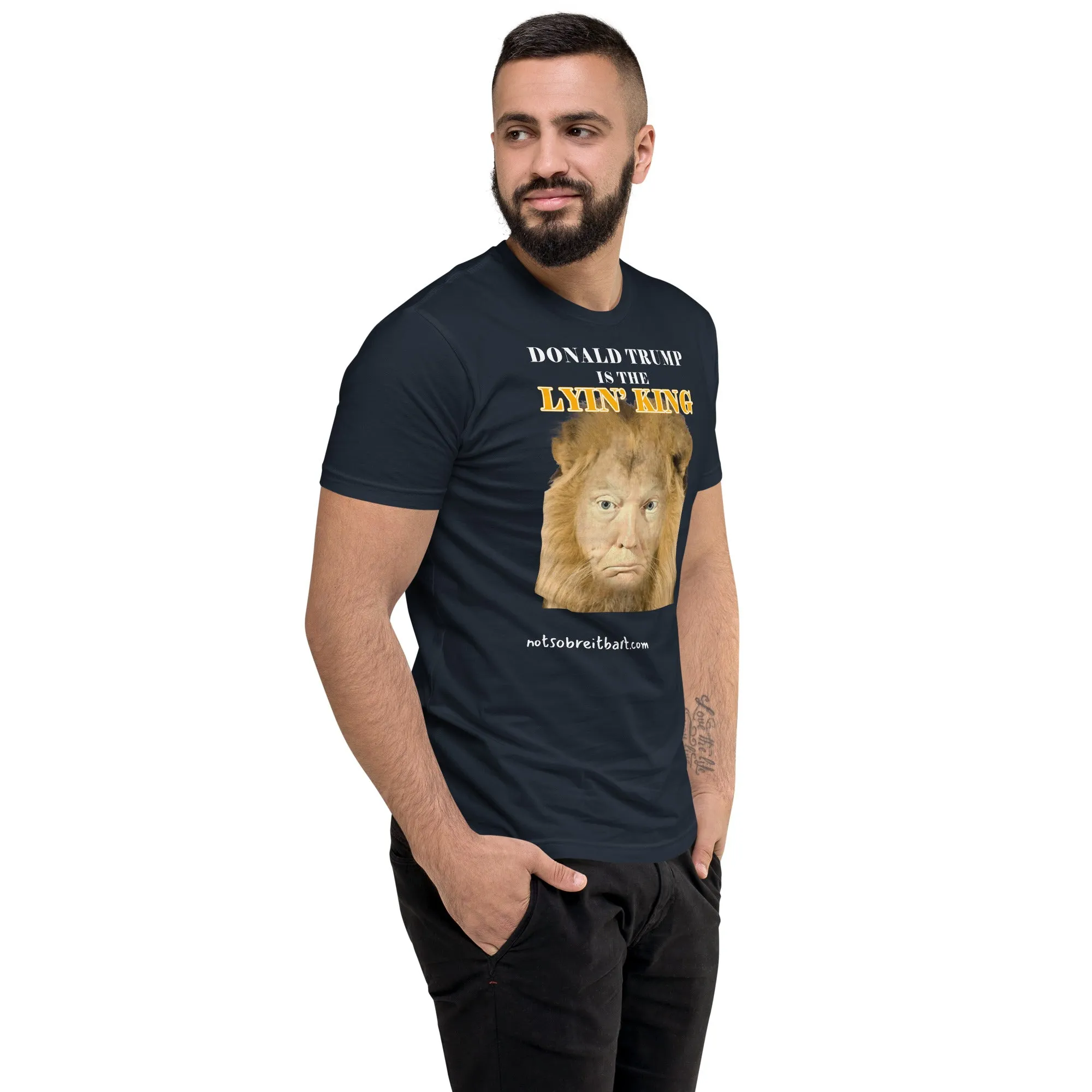 Lyin' King Men's Fitted Short Sleeve T-shirt. Special 2 sided edition