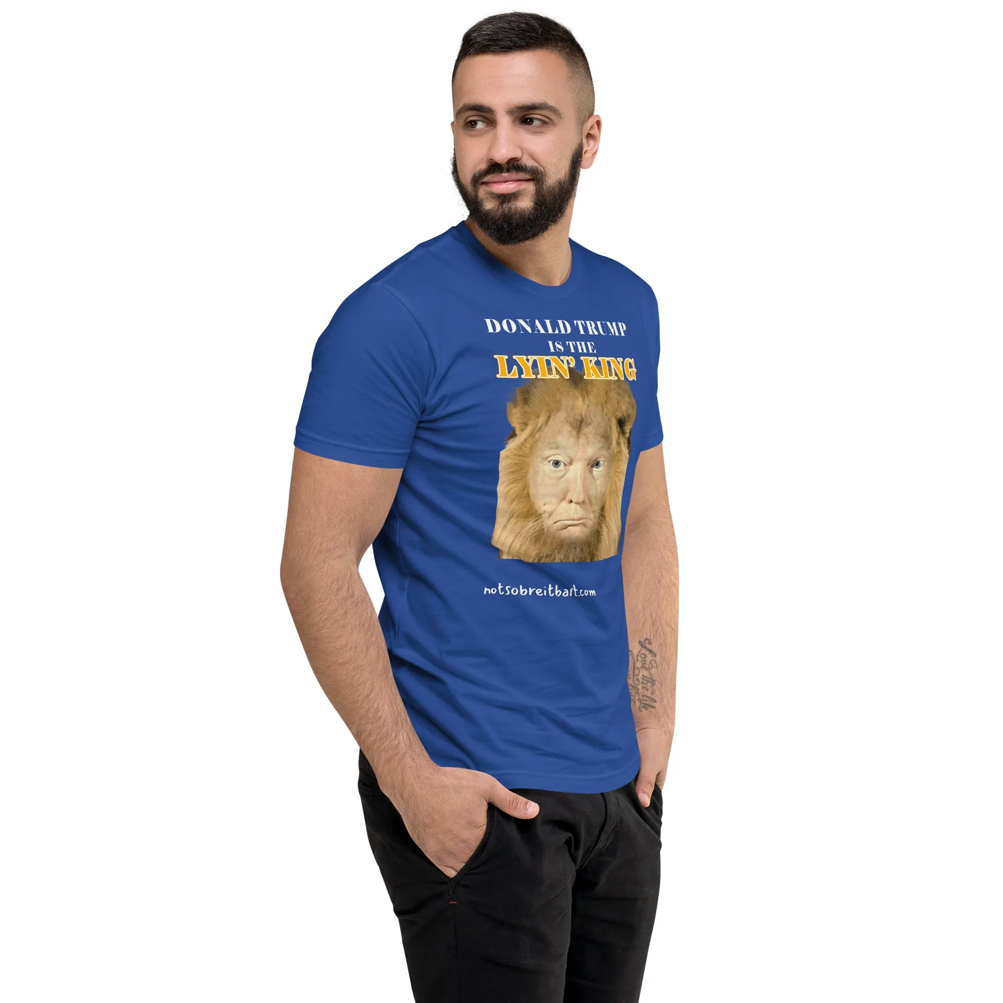 Lyin' King Men's Fitted Short Sleeve T-shirt. Special 2 sided edition
