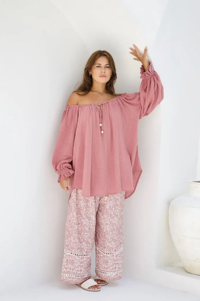 Malibu Pant - Dusty Pink Iris Print