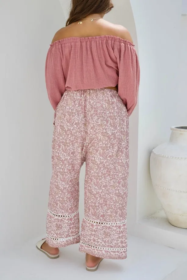 Malibu Pant - Dusty Pink Iris Print