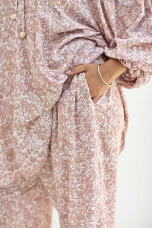 Malibu Pant - Dusty Pink Iris Print