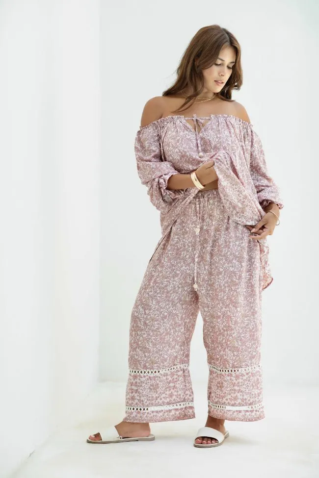 Malibu Pant - Dusty Pink Iris Print