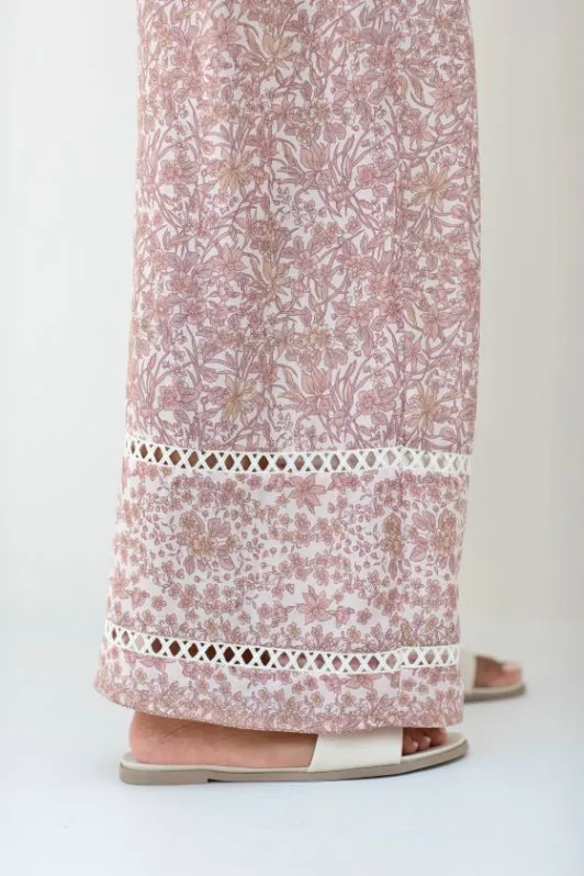 Malibu Pant - Dusty Pink Iris Print