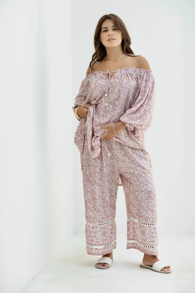Malibu Pant - Dusty Pink Iris Print