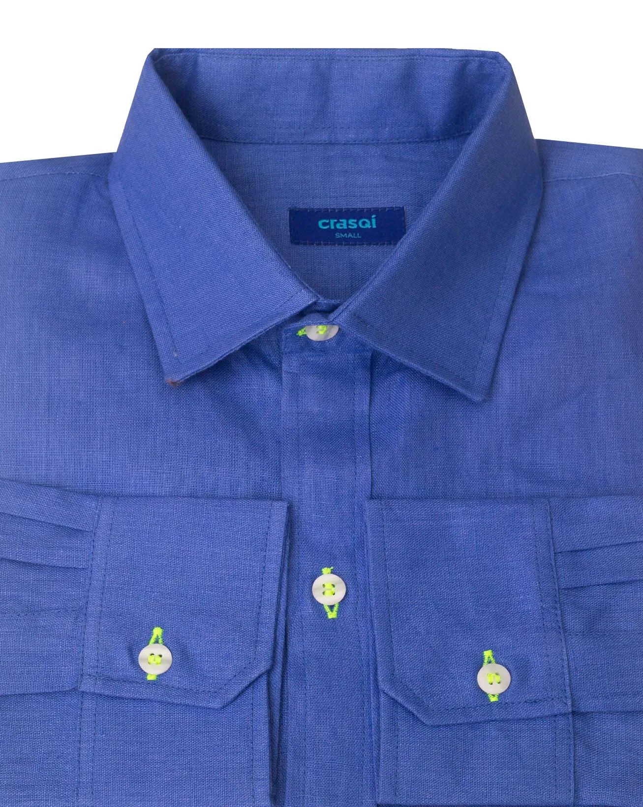 Mallorca Linen Shirt - Blue Moon/Neon Yellow