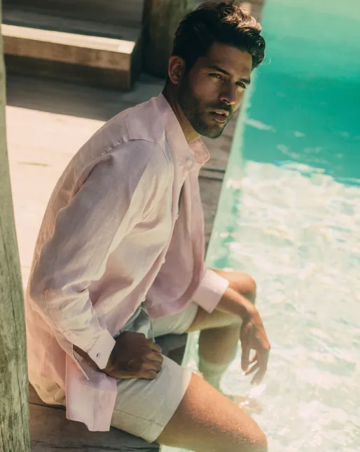 Menorca Linen Shirt - Light Pink/Light Pink