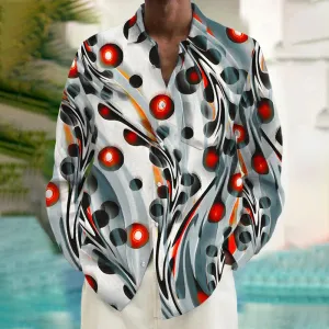 Men's Abstract Pocket Long Sleeve Shirts