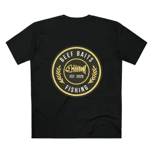 Men's Beef Baits fishing Australia black and yellow fish skeleton print Staple Tee