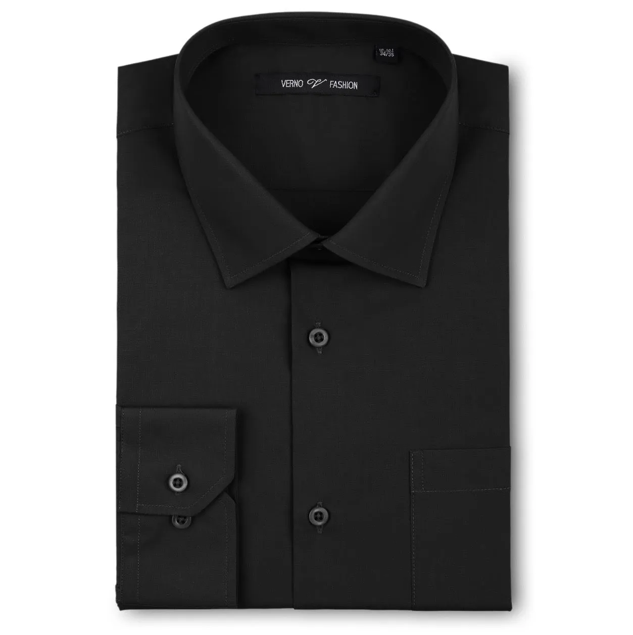 Men's Black Dress Shirt Classic Fit Verno Fashion