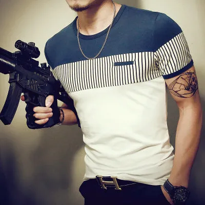 Men's Casual Patchwork T Shirt..