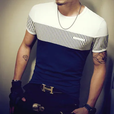 Men's Casual Patchwork T Shirt..