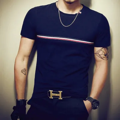 Men's Casual Patchwork T Shirt..