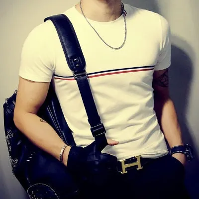 Men's Casual Patchwork T Shirt..