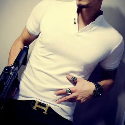 Men's Casual Patchwork T Shirt..
