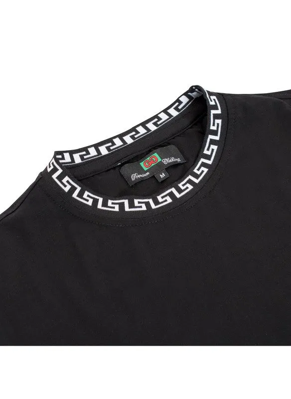 Men's Casual Pattern Side Design Black/White Short Set