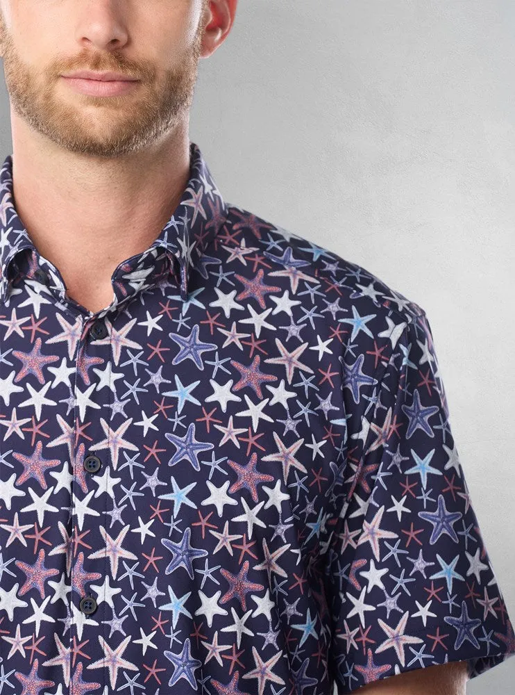 Men's casual short sleeve stretch shirt