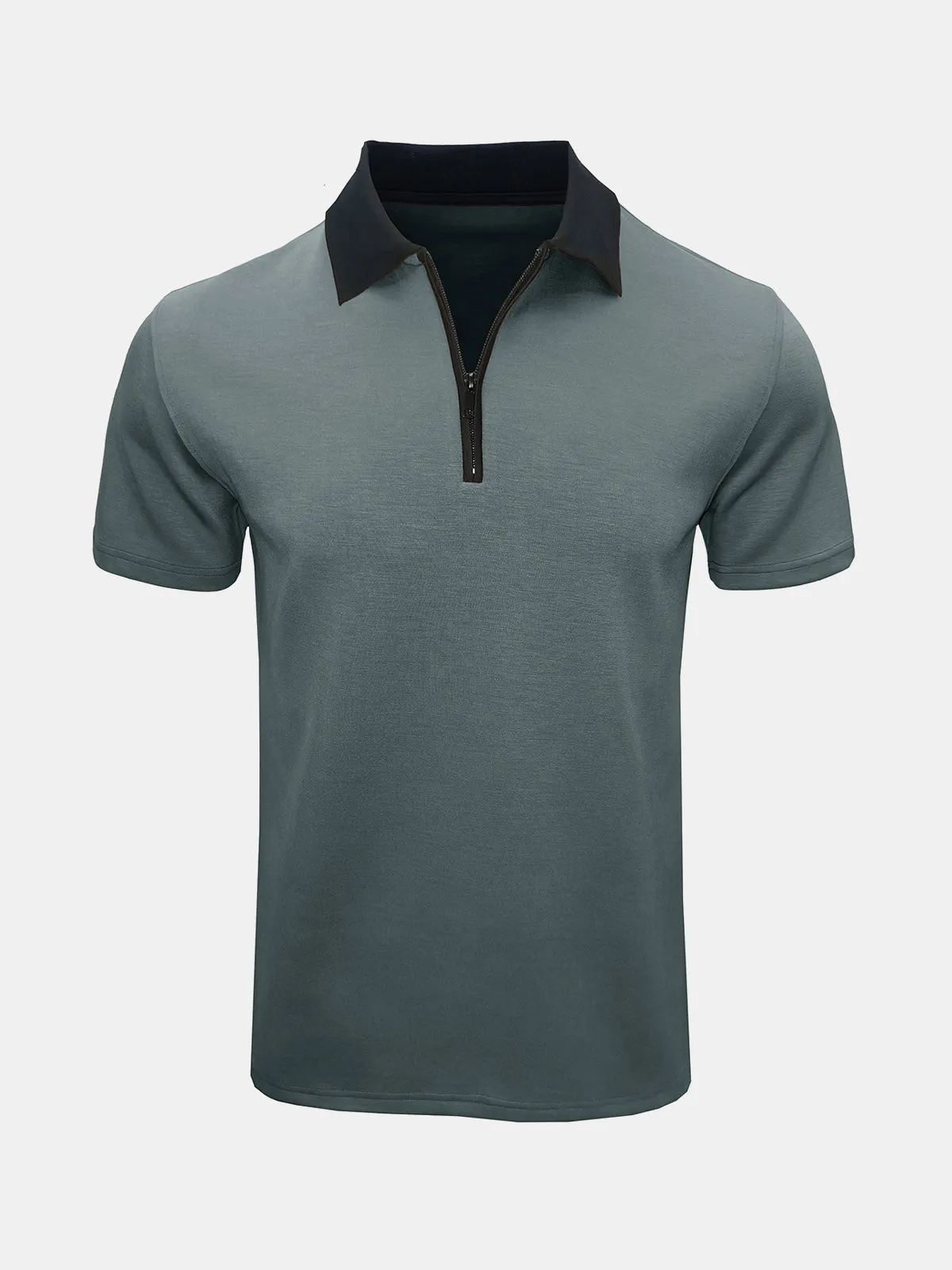 Men's Casual Summer Breathable Zip Short Sleeve Polo Shirt