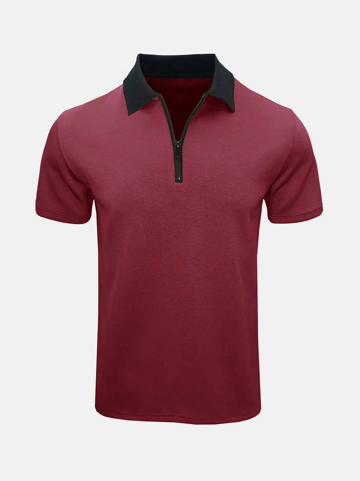 Men's Casual Summer Breathable Zip Short Sleeve Polo Shirt