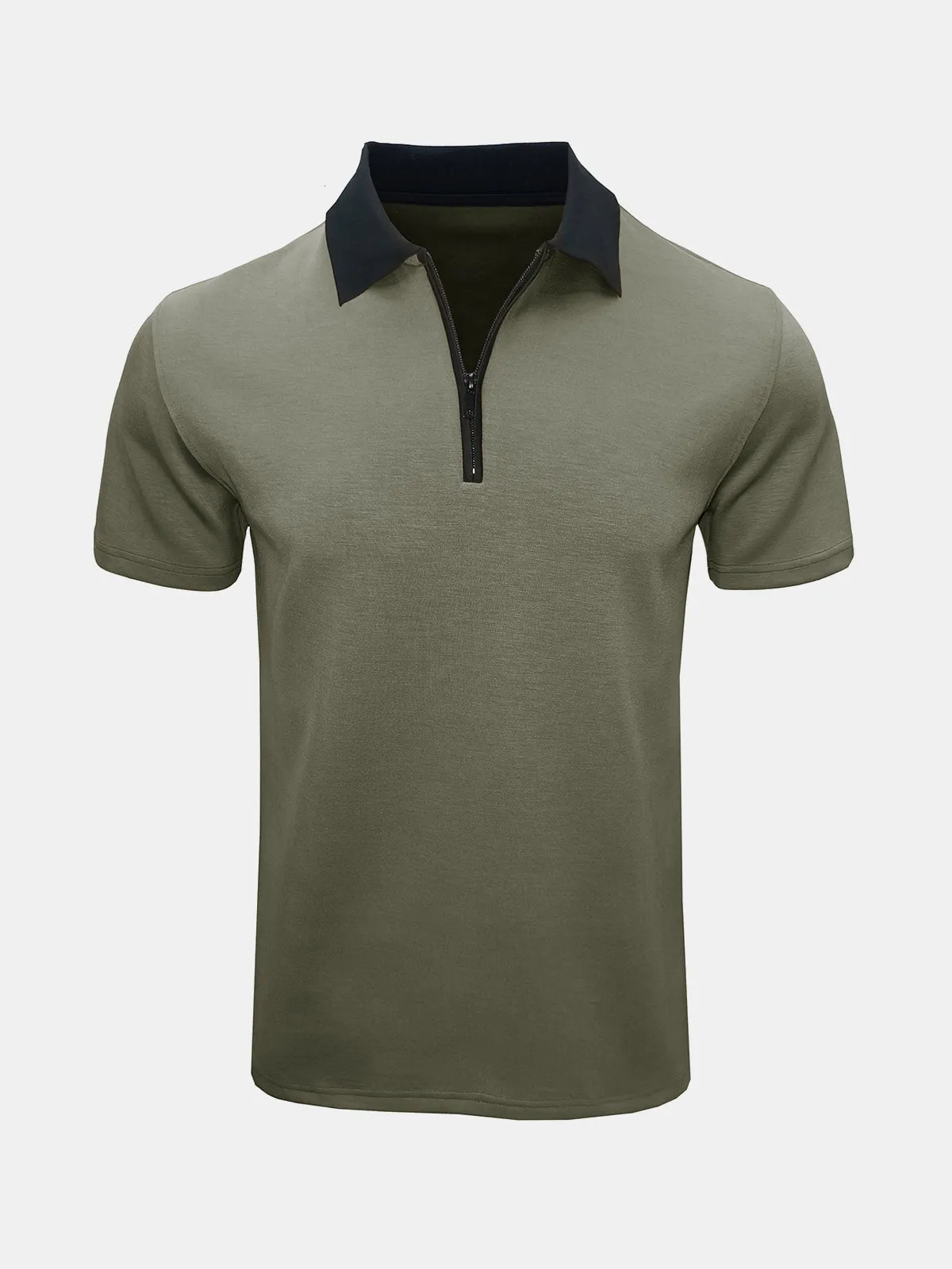 Men's Casual Summer Breathable Zip Short Sleeve Polo Shirt
