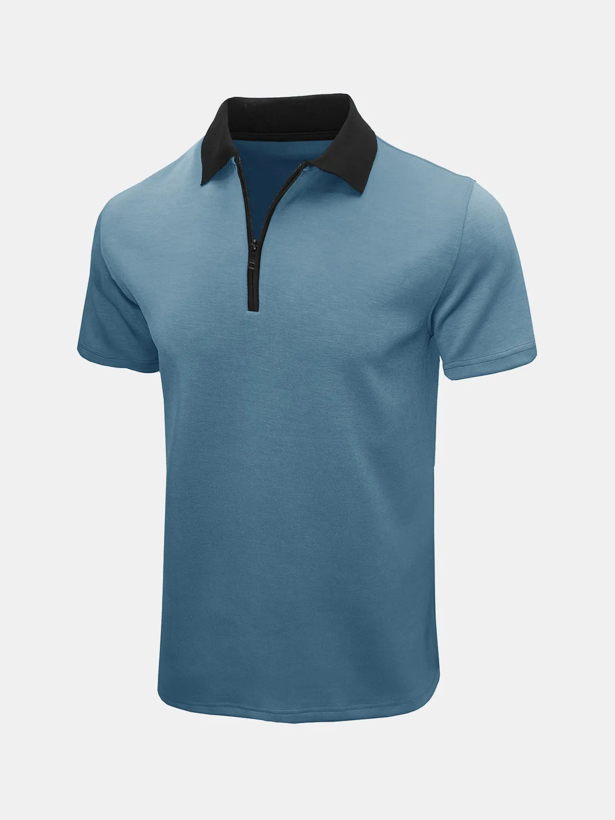 Men's Casual Summer Breathable Zip Short Sleeve Polo Shirt